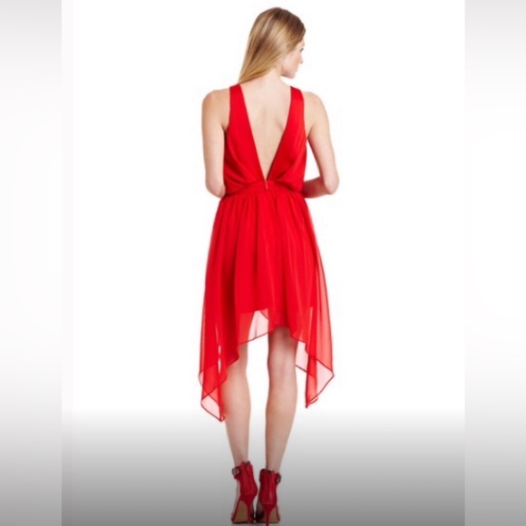 Red Sleeveless Asymmetrical Sleeveless Dress! - Picture 3 of 16